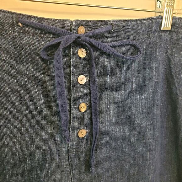 Eddie Bauer 100% Linen Navy Maxi Skirt Size 12 Pockets Modest Beachy Coastal - Picture 2 of 10